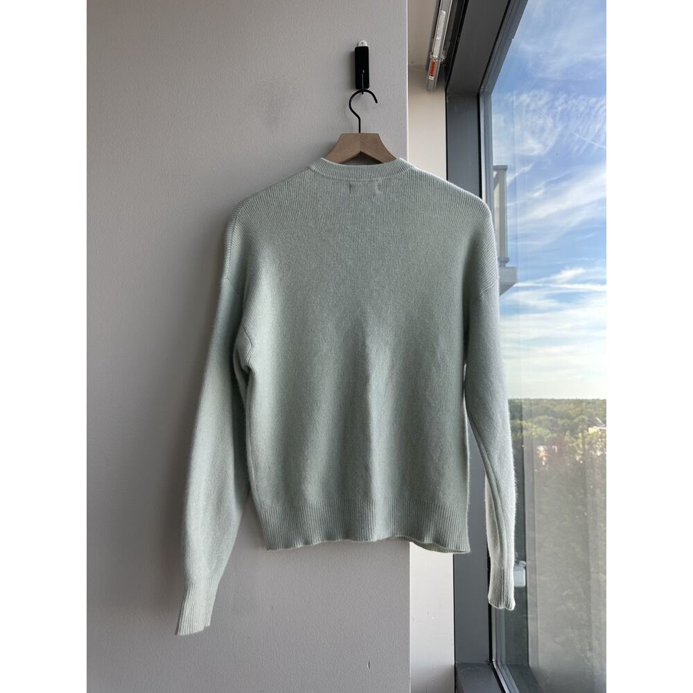 NAADAM 100% Cashmere Sage Green Women's Henley Crewneck Pullover Sweater Sz M - Picture 2 of 9